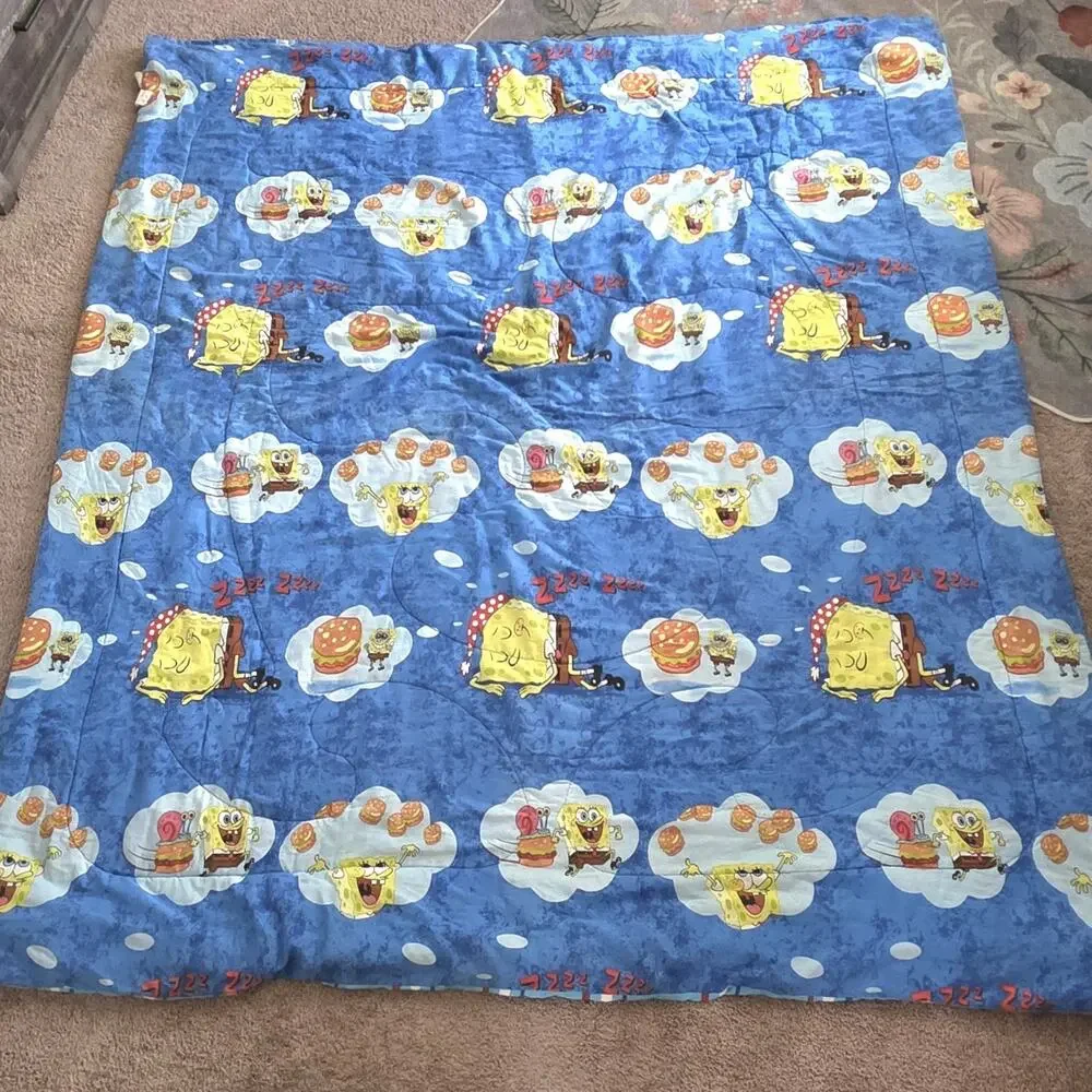 Vintage SpongeBob SquarePants 2004 Comforter Blanket Gary Snail Jellyfish Y2K